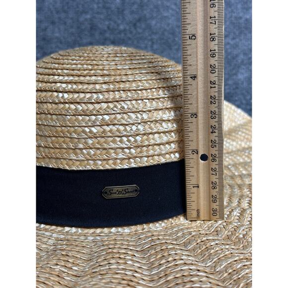 Sun N Sand UPF 50+ oversize straw sun hat very wide brim adjustable black ribbon